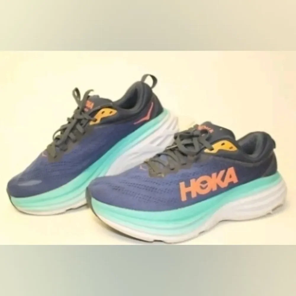 HOKA ONE Bondi Blue Teal Athletic Running Sneakers Shoes Women 8.5 Men 7
